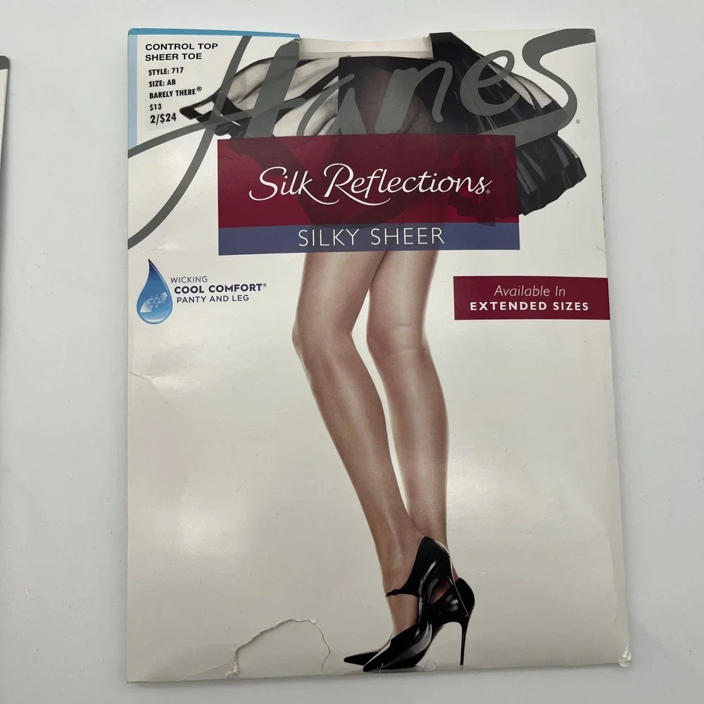 Hanes Pantyhose Womens AB Brown Barely There Silk Reflections Silky Sheer 2 Pack